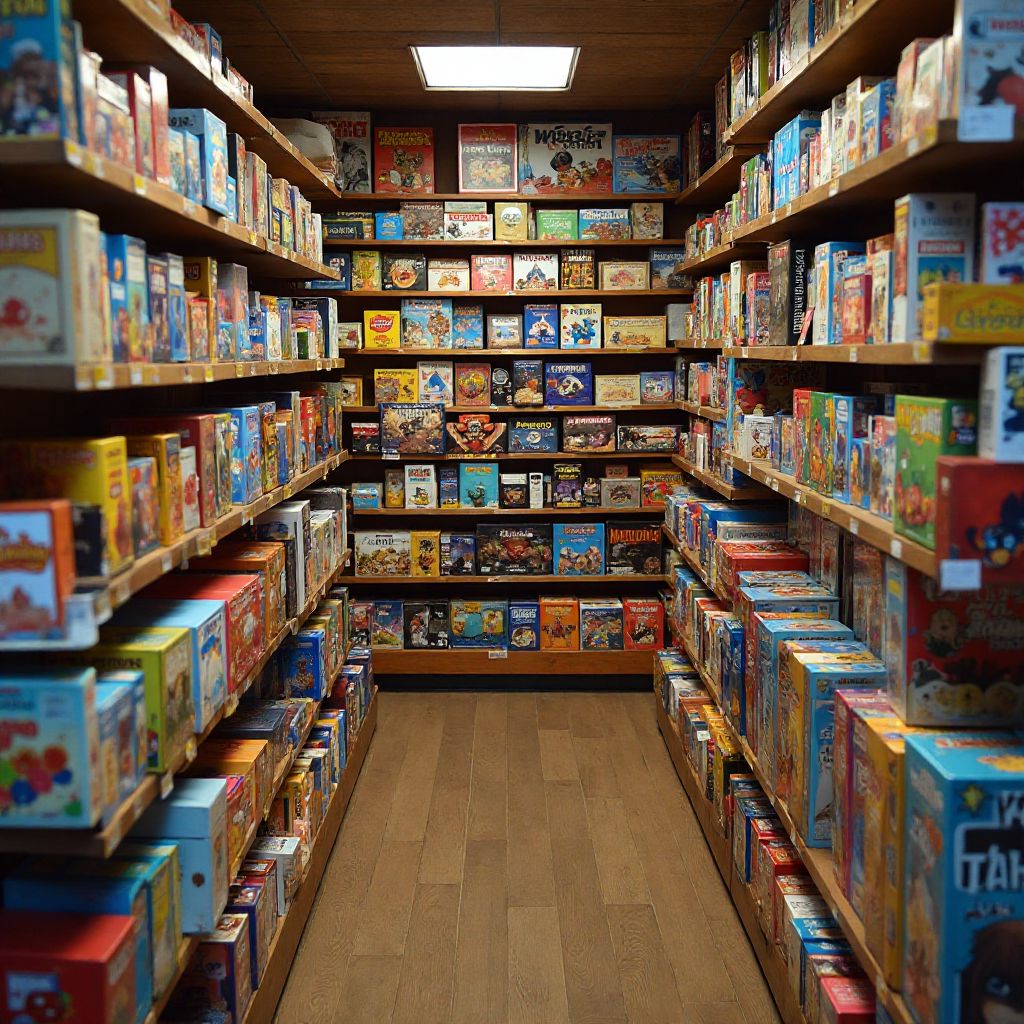 Store shelves with games